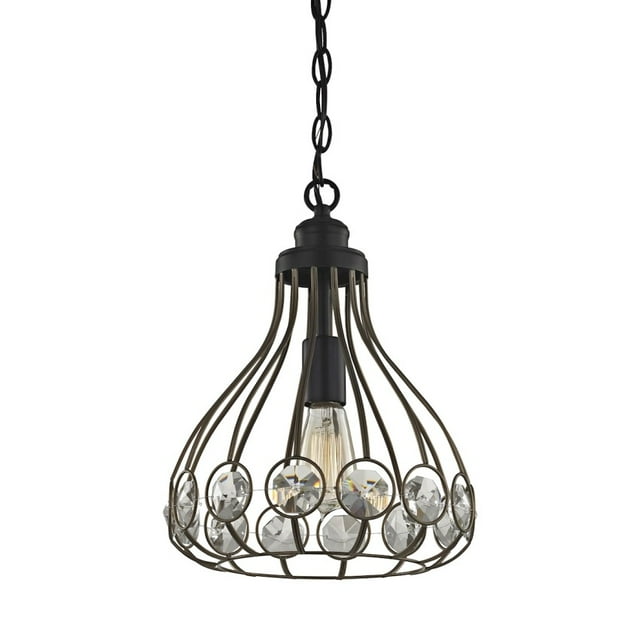 Crystal Web 1 Light Penant In Bronze Gold And Matte Black With Clear Crystal