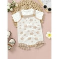 thumbnail image 5 of Coduop Baby Girls Bodysuit Summer Knit Sling Sleeveless Ruffle Trim Floral Playsuit Jumpsuit, 5 of 9