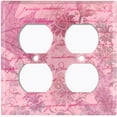 thumbnail image 3 of Metal Light Switch Plate Outlet Cover (Pink Leaf Letter Damask LET009), 3 of 13