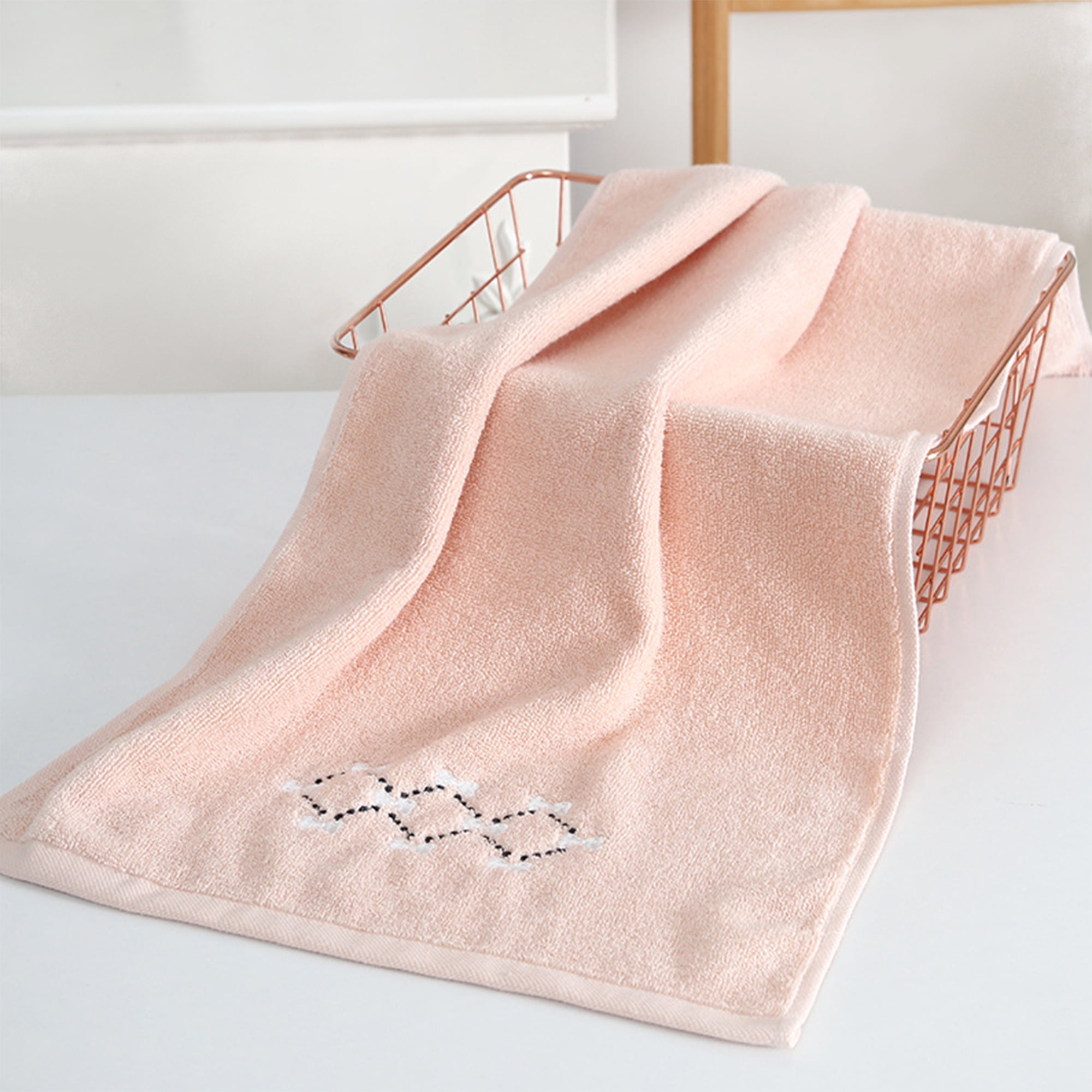 Unique Bargains Hand Towels Embroidered Bow Pattern Towels for Kitchen, Bath Brown 2-Piece