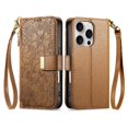 thumbnail image 1 of Flip Case for FOXDOCK iPhone 16 Pro Gift Choice Kickstand Viewing Floral Embossed Full Protection Wallet Function, 1 of 6
