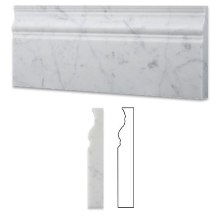 Italian White Carrara Marble - italian carrara white marble honed 5 x 12 baseboard - box of 5 pcs.