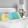 thumbnail image 2 of ABPHOTO Pink Blue Yellow Orange Colours Floral Body Pillow Covers Case Protector 20x60 inch, 2 of 2