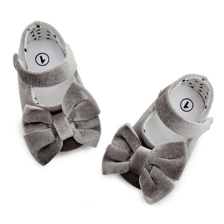 

nsendm Girls Single Shoes Bowknot First Walkers Shoes Toddler Sandals Princess Shoes Baby Size 3 Shoes Girl Grey 6 Months