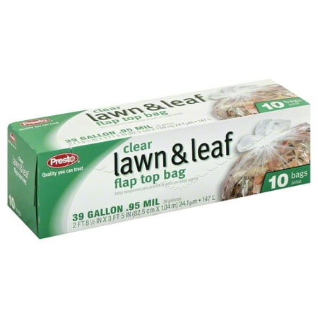 Presto Clear Lawn & Leaf Flap Top Bag, 39 Gallon, 10 Count