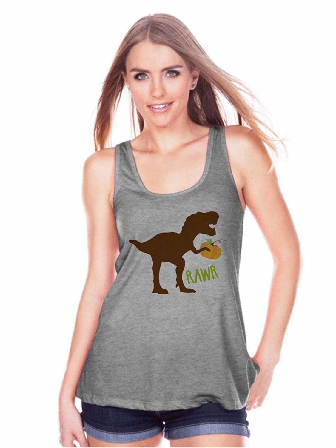 7 ate 9 Apparel 7 ate 9 Apparel Women's Funny Dinosaur Thanksgiving Tank Top Large