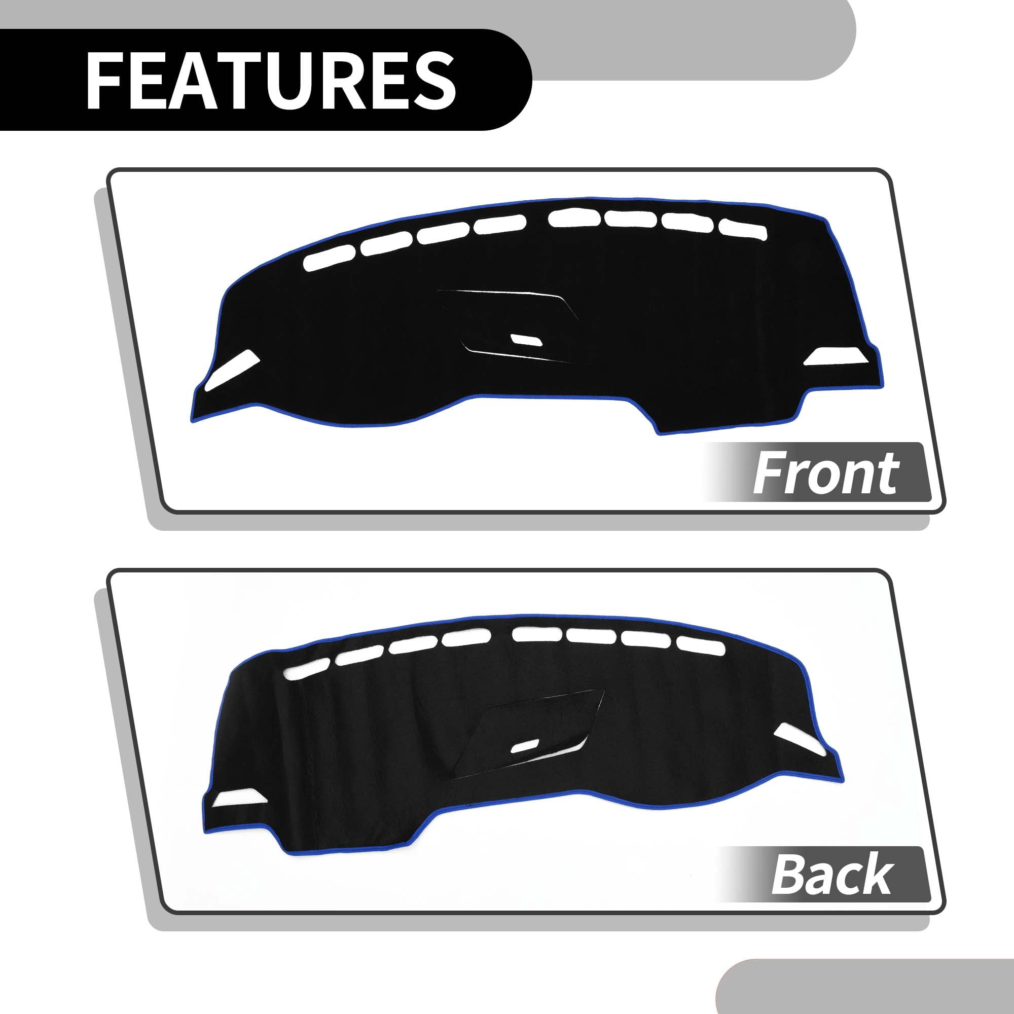 Unique Bargains Dash Cover for VW Tiguan 2017 Polyester Blue with for STIcker