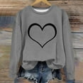 thumbnail image 2 of Women's Casual Crew Neck Graphic Sweatshirts Love Heart Print Long Sleeve Cute Tops Teens Girls Casual Spring T Shirts(Gray,S), 2 of 5
