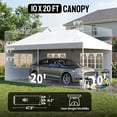 thumbnail image 4 of CROWN SHADES 10x20 Pop Up Canopy Tent Commercial Heavy Duty Tent with 6 Sidewalls Outdoor Canopies for Events Parties White, 4 of 9