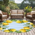 thumbnail image 4 of Summer Lemons Round Area Rug 6Ft Washable Circle Rugs for Bathroom Office, Fruits White Flowers Farm Blue White Stripes Non-Slip Carpet Floor Mats Indoor Outdoor Carpet Runner Aesthetic Home Decor, 4 of 8