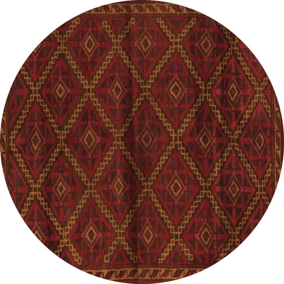 Ahgly Company Indoor Round Abstract Orange Contemporary Area Rugs, 7' Round