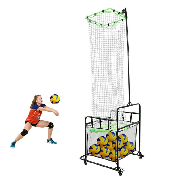 Adjustable Volleyball Setting Station with Wheels & Collection Bag, 5-Position Angle System for College Drills, Indoor Gyms, and Summer Camps