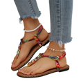 thumbnail image 2 of Domuza Sandals Women Flat Shoes Summer Bohemian Toe-Separator Sandals Casual Comfortable Beach Flip Flops with Elastic Band Red 8（EU-40）, 2 of 6