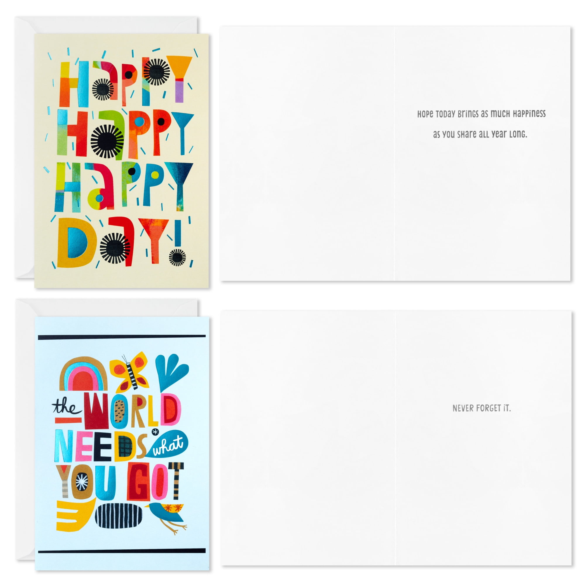 Hallmark Assorted Multi-Occasion Cards (Collage Lettering and Flowers), Pack of 12
