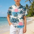 thumbnail image 2 of Ulanda Boys Hawaiian Shirt Short Sleeve Button Down Shirt Casual Floral Tropical Beach Shirts 6-14 Years (Light Blue, 7-8 Years), 2 of 7