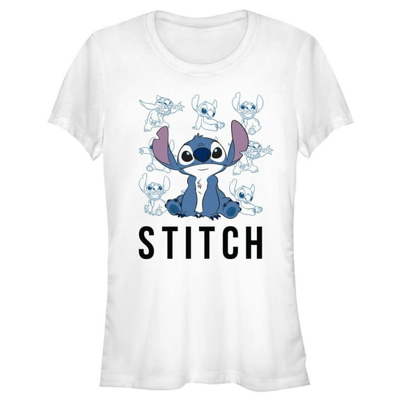 Junior's Lilo & Stitch Iconic Poses Collage Graphic Tee White Large