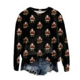 thumbnail image 5 of larppty Christmas Sweatshirt Women Funny Ugly Christmas Pullover Shirt Xmas Holiday Santa Prints Long Sleeve Tops （Black, XL）, 5 of 6