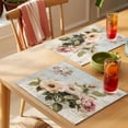 thumbnail image 4 of Vintage Pink Floral Placemats Set of 6 Spring Botanical Oil Painting Place Mats Indoor Wipeable Table Mats Washable Cloth Dining Table Placemats for Kitchen Holiday Party Home Decor 13x19 Inch, 4 of 9