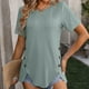 thumbnail image 5 of Faja moldeadora de cintura de verano para mujer, camiseta de manga corta con cuello redondo y botones, 5 of 5