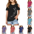 thumbnail image 5 of Kiijoy Toddler Girls Cold Shoulder T-Shirt Butterfly Print Short Sleeve T Shirt, Sizes 3-12, 5 of 5
