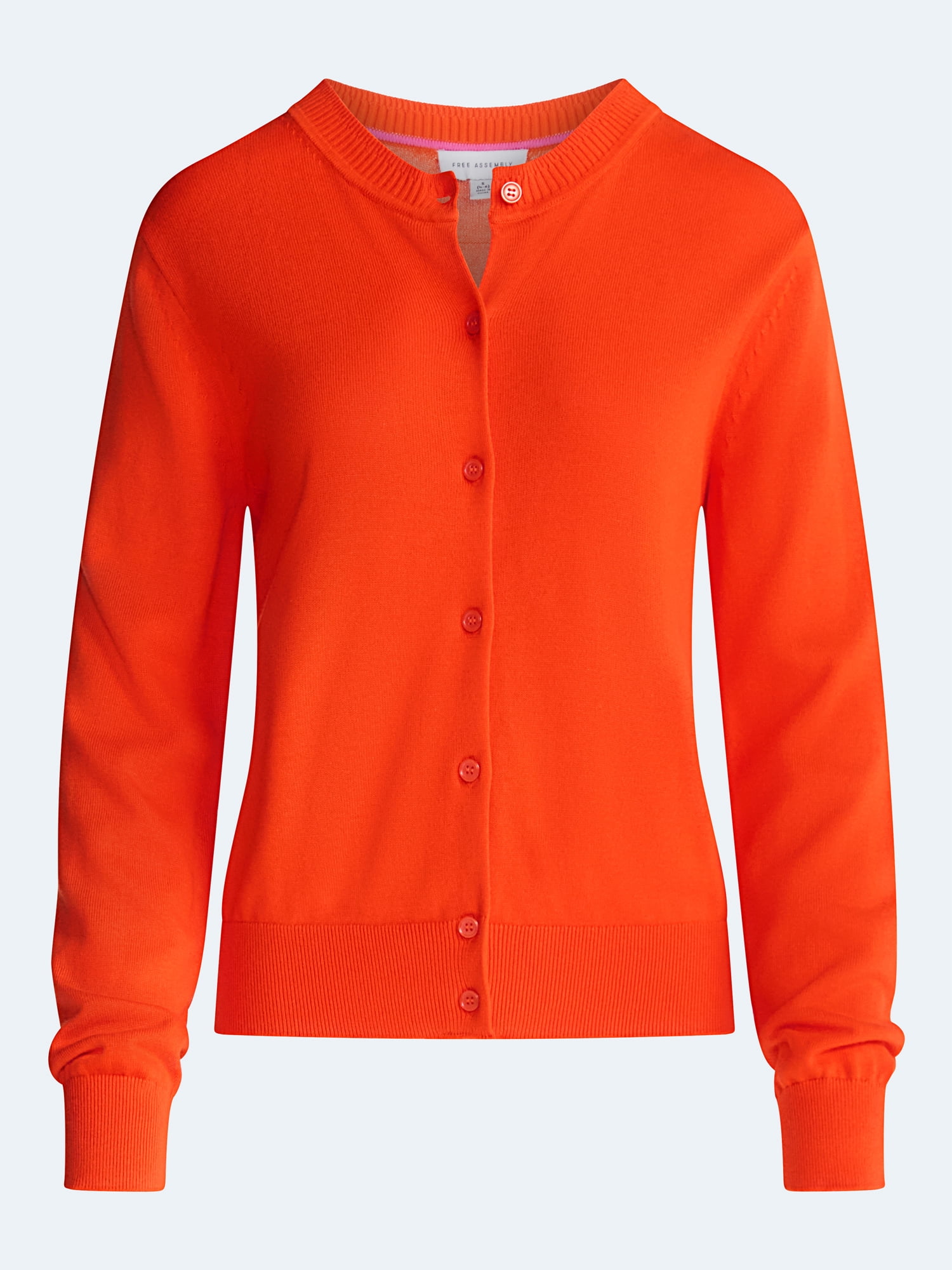 Free Assembly Women's Classic Cardigan Sweater with Long Sleeves, Lightweight, Sizes XS-4X