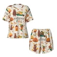 thumbnail image 5 of "Wukai Autumn In The Forest Women's Pajama Set - Short-Sleeve Top and Shorts with Elastic Waistband and Pockets for Loungewear, Yoga, and Casual Wear-, 5 of 8