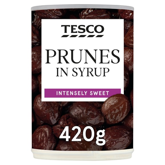 Tesco Prunes In Syrup 420G, Imported from Britain