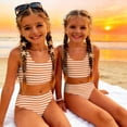 thumbnail image 5 of CCRFTGI Girls Swimsuits Size 7-8 2 Piece Set Swimming Girls Bathing Suit Beach Vacation Striped Bikinis Summer Cute Girls Clothes Swim Suit Kids Bikini Saffron 2-3 Years, 5 of 9