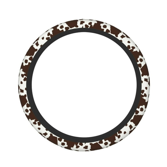 Bingfone Brown Cow Steering Wheel Cover - Universal 15 Inches Car Steering Wheel Covers Grip Auto Internal Accessories