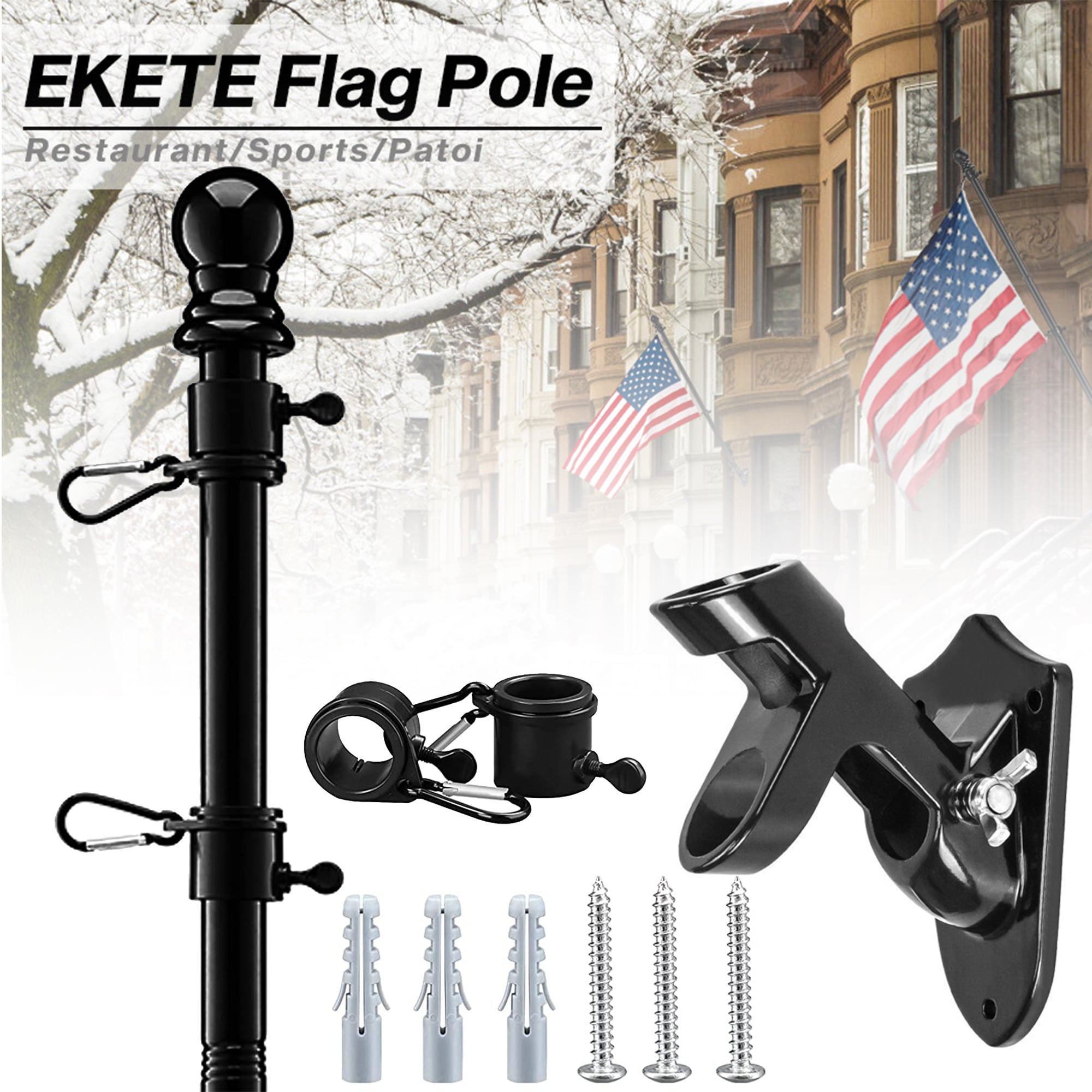 6 FT Flagpole Kit for American Flag Professional Metal Flag Pole with Bracket 