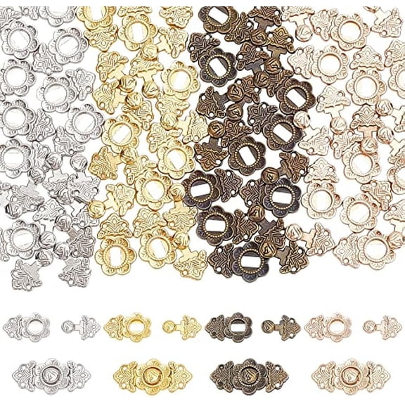 40 Pcs Doll Sew-on Snap Buttons 4 Colors Mini Alloy Belt Buckle Buttons Tiny Metal Snaps Fasteners Durable Press Studs Buttons for DIY Doll Sewing Clothing Accessories (18mm x 9mm)