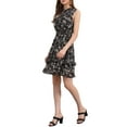 thumbnail image 4 of INSPIRE CHIC Women's Chiffon Dresses Smocked Chic Floral Sleeveless A-Line Mini Dress L Black-Floral, 4 of 6