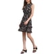 thumbnail image 4 of INSPIRE CHIC Vestidos de gasa para mujer, vestido mini sin mangas con fruncido y estampado floral, L Negro-Floral, 4 of 6
