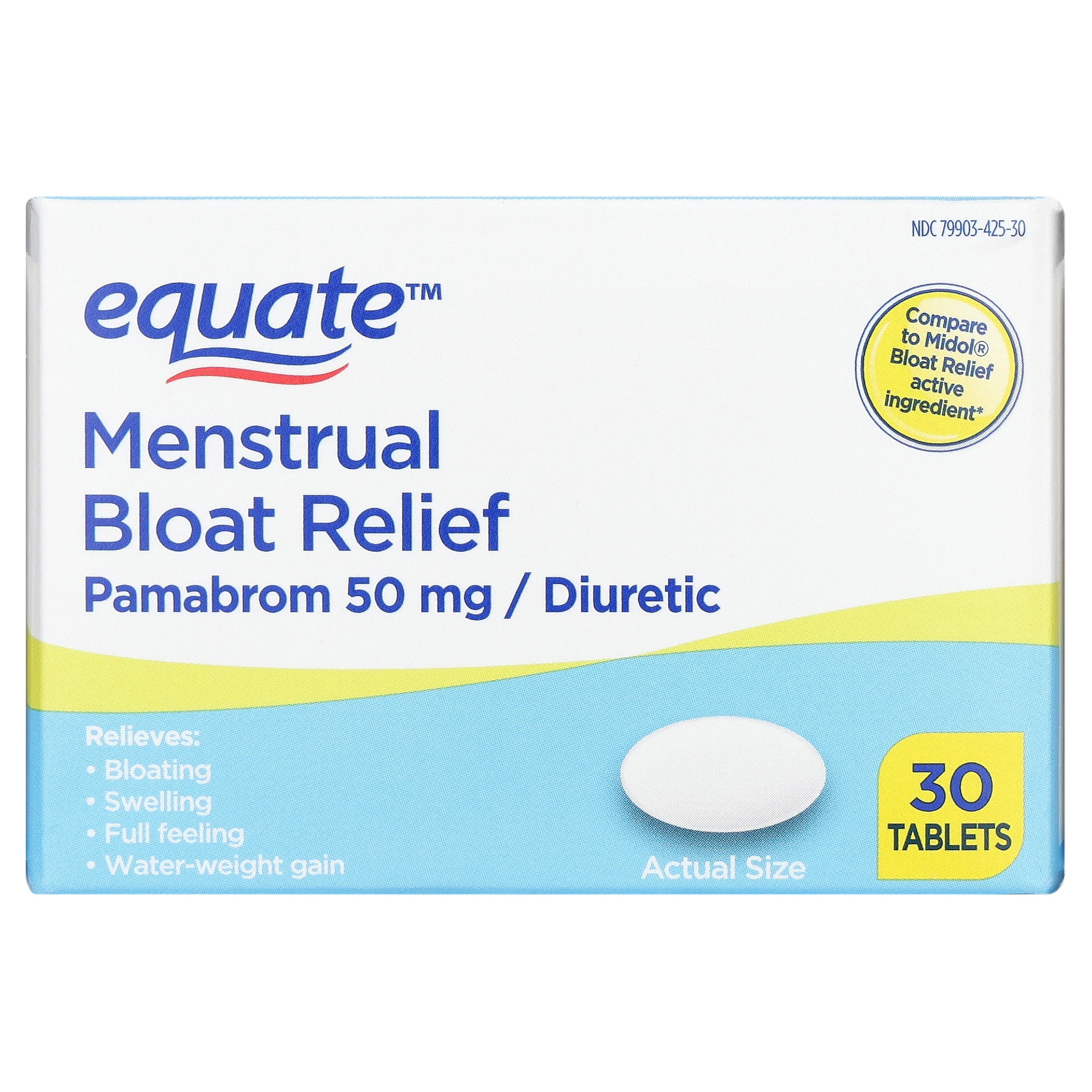 (2 pack) Equate Multi-Symptom Menstrual Bloat Caplets, 30 Count, Compare to Midol® Bloat Active Ingredients