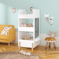 thumbnail image 3 of Kids Bookshelf with Chalkboard Side – Bear-Shaped Wooden Bookcase with 3-Tier Storage, Drawing Board for Toddlers, Toy and Book Organizer for Playroom or Bedroom – White, 3 of 9