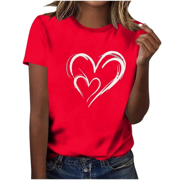 My Order Casual Short Sleeve Round Neck Love Print Tees Women's Spring Outfits Valentines Tshirt My Items