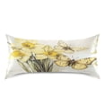 thumbnail image 3 of Dailycode Satin Pillow Case Standard Silk Pillow Cover for Hair and Skin Envelope Closure Yellow Flower Butterfly 20"x26", 3 of 9