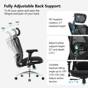 Sihoo M57 Ergonomic Office Chair, Adjustable Swivel Mesh High Back Desk Chair with Headrest, Lumbar Support, Black