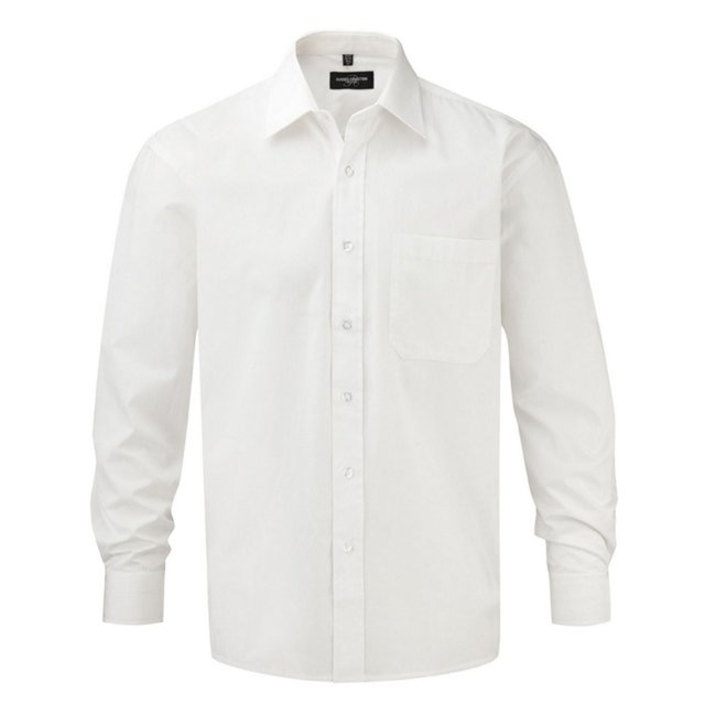 Russell Collection Mens Poplin Long-Sleeved Shirt