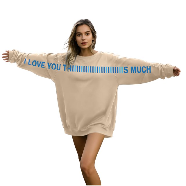 Chandails en Molleton pour Femmes, Chandail-Over Imprimé Décontracté à Manches Longues Sans Capuche, Chandail en Molleton pour Femmes