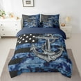 thumbnail image 2 of Manfei US Flag Bedding Sets King Size for Teens, Blue Camouflage Bed in a Bag King size, 3D Anchor Reversible Comforter Sets with Sheets, Lightweight Bedroom Decor, 7 Pieces, 2 of 7