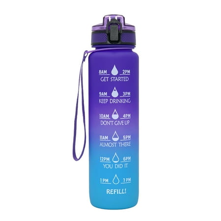

Falimottype 32oz Motivational Water Bottle with Time Marker BPA Free & Leakproof Tritian Frosted