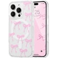 thumbnail image 1 of PIOE-Magnetic pour iPhone 12 Pro Max Étui, Étui Nœud Compatible avec MagSafe, Ruban Clair Mince Sans Fil Couverture de Téléphone Esthétique Anti-Jaunissement Antichoc Protectrice pour Femmes Filles - Rose, 1 of 4