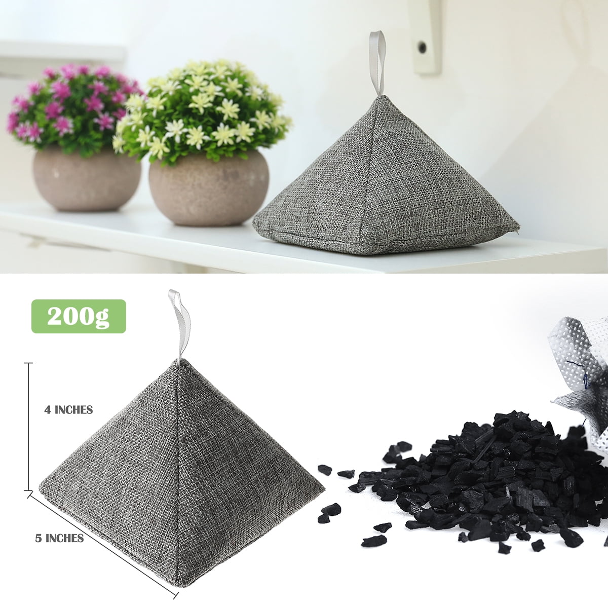 8 Pack Charcoal Bamboo Bags nature fresh charcoal bags Activated Charcoal Odor Absorber Eliminator Bag ( 8 x 200g )