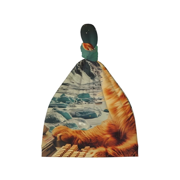 Balery Space Adventurer Cat Pattern Baby Beanie, Knotted Baby Hat, Infant Hat, Newborn Beanie, Adjustable Beanie, Baby Cap, Newborn Headwear