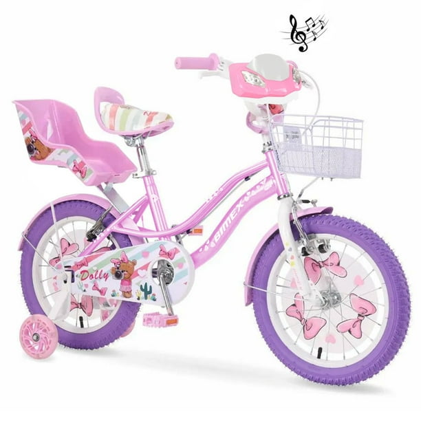 Bicicleta R12 Bimex Dolly Con Luz y Sonido Blanco/Rosa