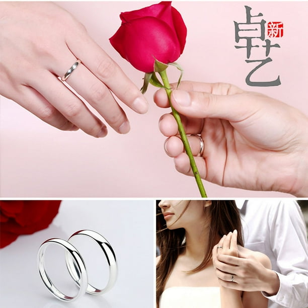 Anillo de plata S925, anillo de pareja simple de moda, joyería cerrada y lisa 4M, fácil de combinar