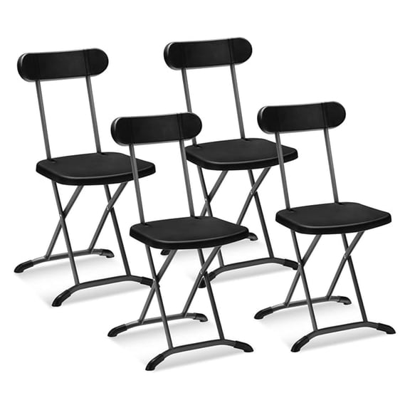 Folding Chairs 4 Pack, 400lbs Capacity Plastic Chairs with Steel Frame, Stackable Event Chairs for Indoor Outdoor Meeting Wedding, Black