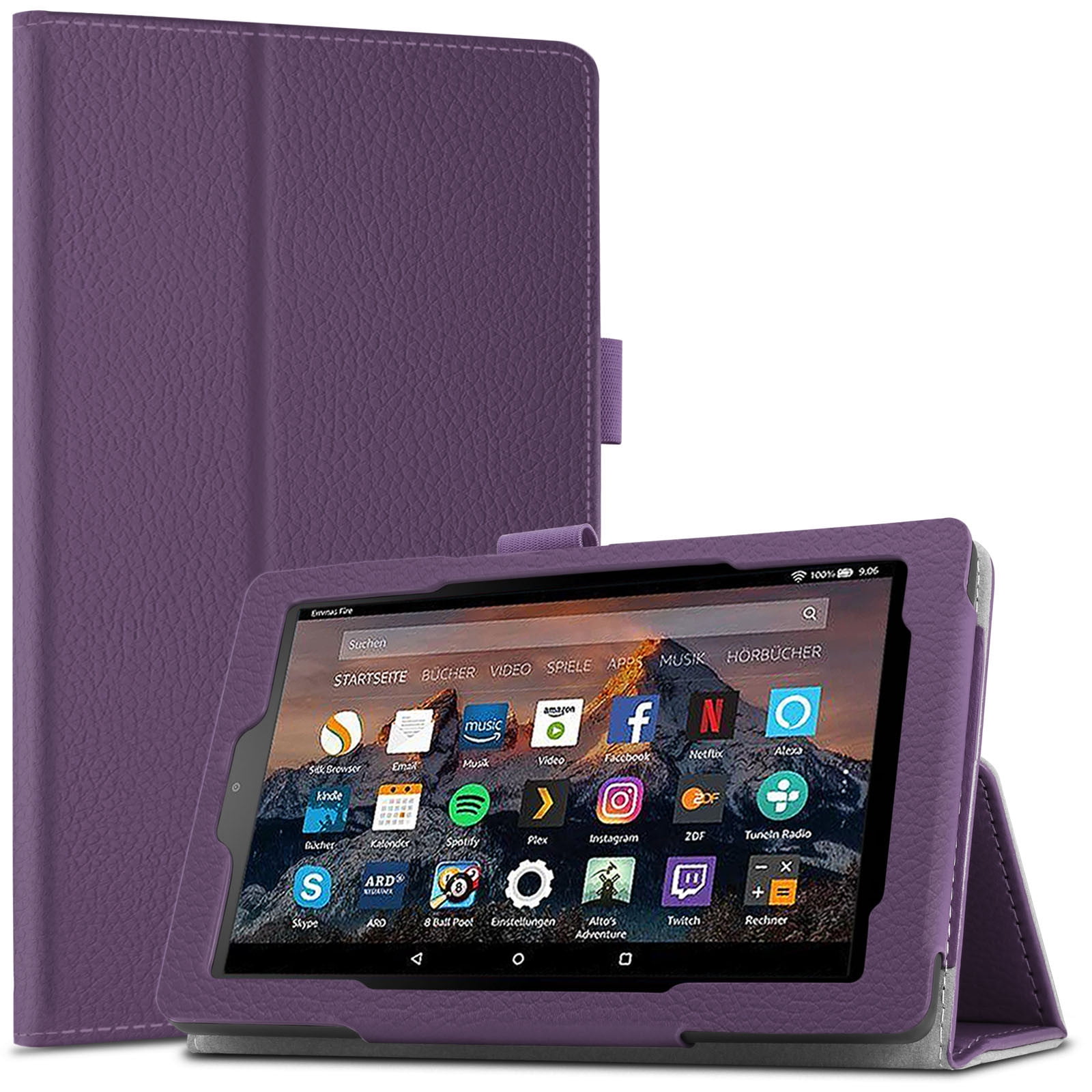 Infiland Folio Smart Case Cover for AllNew Amazon Fire 7 Tablet 7th Gen 7" Tablet, Purple