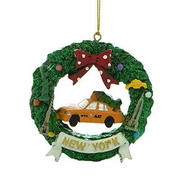 New York City Taxi Christmas Ornament Wreath